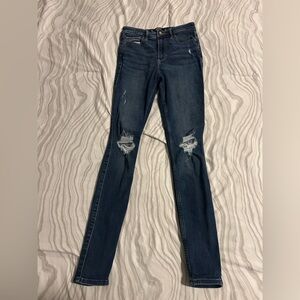 Hollister Dark Blue Distressed Skinny Jeans